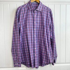 Share Bugatchi Uomo Dress Shirt Men's XXL Shaped Fit Long Sleeve Button Down Pur